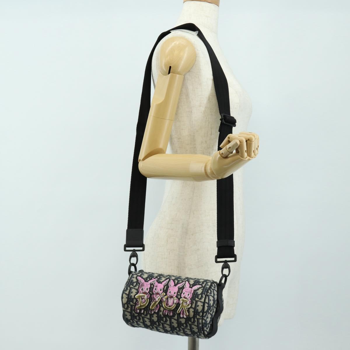 Christian Dior Trotter Canvas Roller Messenger Shoulder Bag Navy Auth 184861SAM