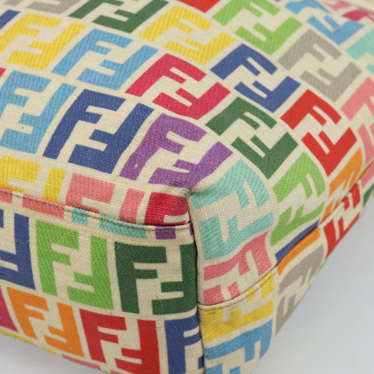FENDI Zucca Canvas Celeria Tote Bag Multicolor Gold Auth 184862V