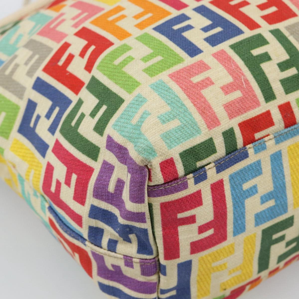 FENDI Zucca Canvas Celeria Tote Bag Multicolor Gold Auth 184862V
