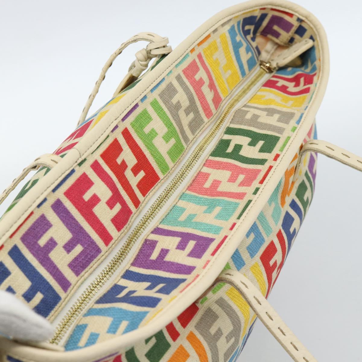 FENDI Zucca Canvas Celeria Tote Bag Multicolor Gold Auth 184862V
