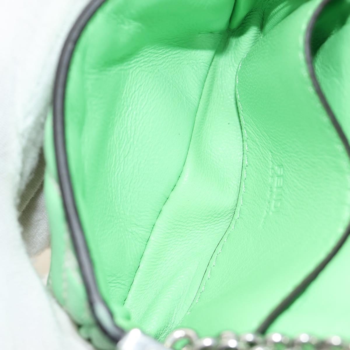 FENDI Nano Baguette Chain Shoulder Pouch Leather 2way green Auth 184863SAM