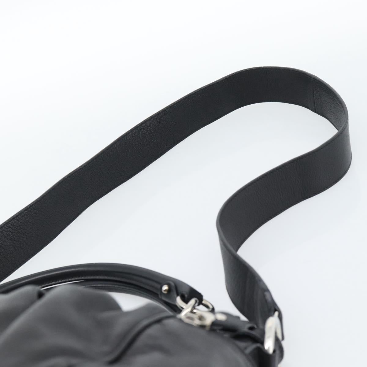 Salvatore Ferragamo Gancini Hand Bag Leather 2way Black Silver Auth 184865V