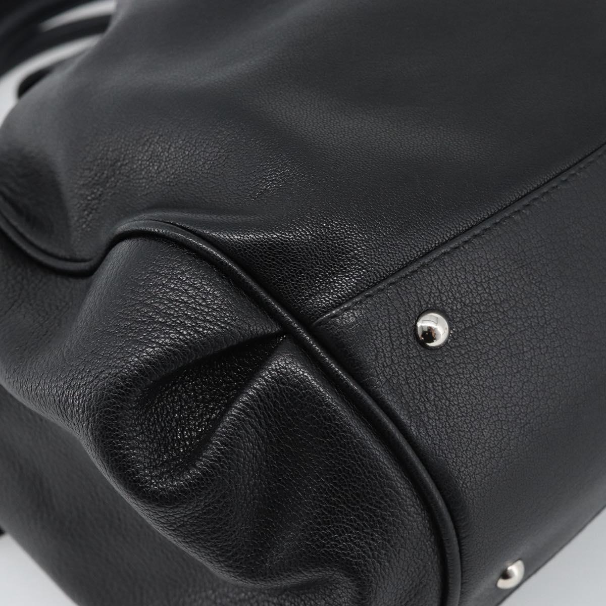 Salvatore Ferragamo Gancini Hand Bag Leather 2way Black Silver Auth 184865V