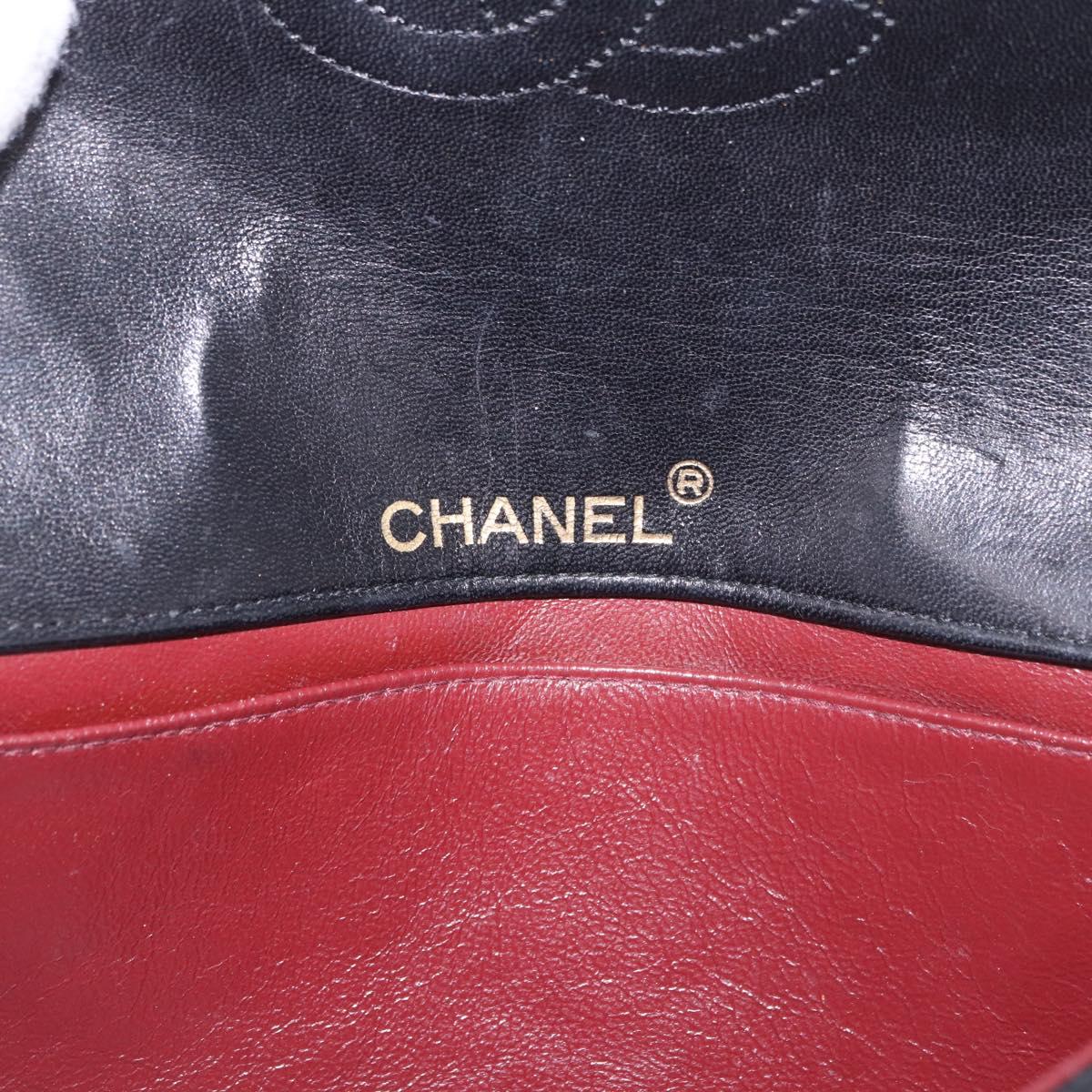 CHANEL Matelasse Chain Shoulder Bag Lamb Skin Black Gold CC Auth 184866M