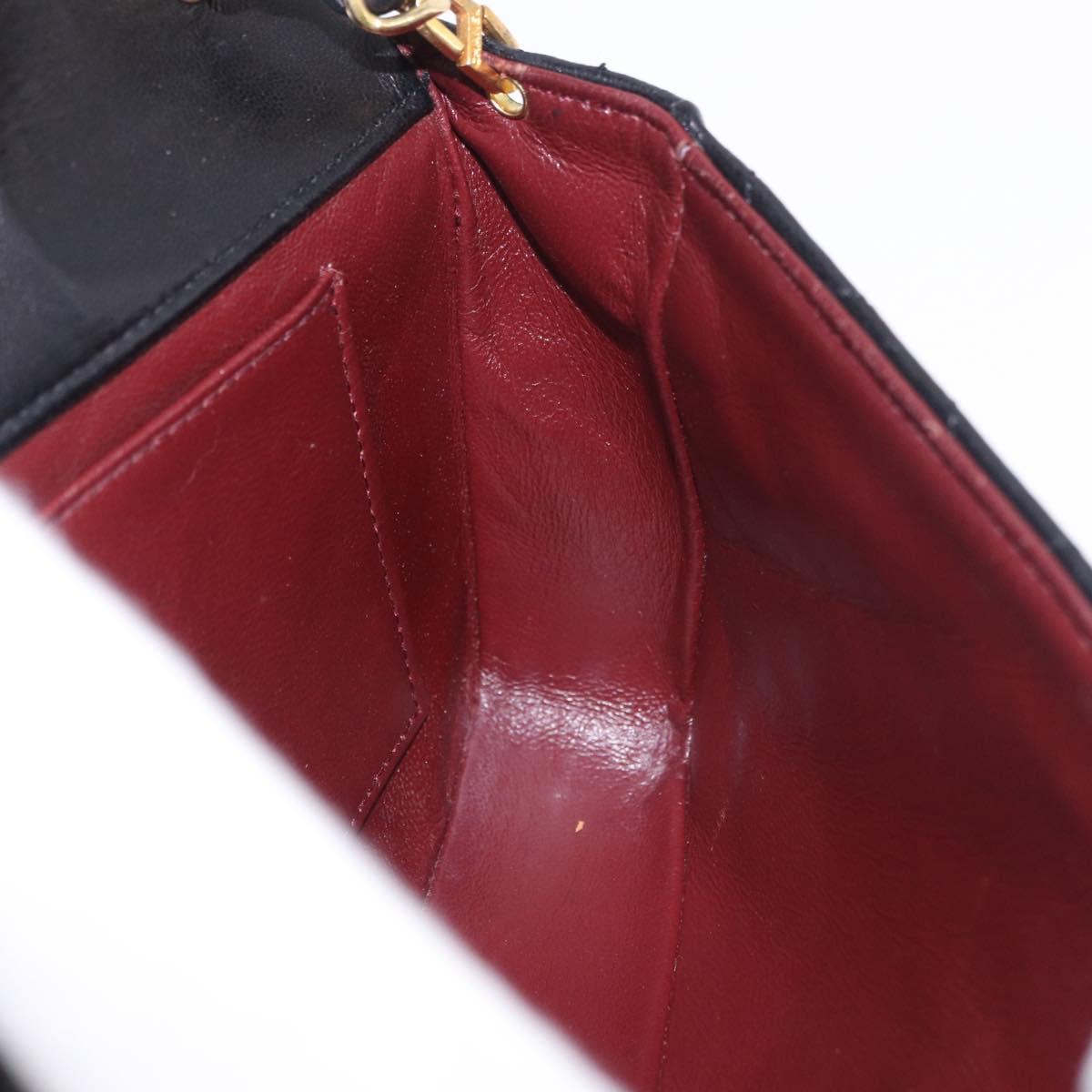 CHANEL Matelasse Chain Shoulder Bag Lamb Skin Black Gold CC Auth 184866M