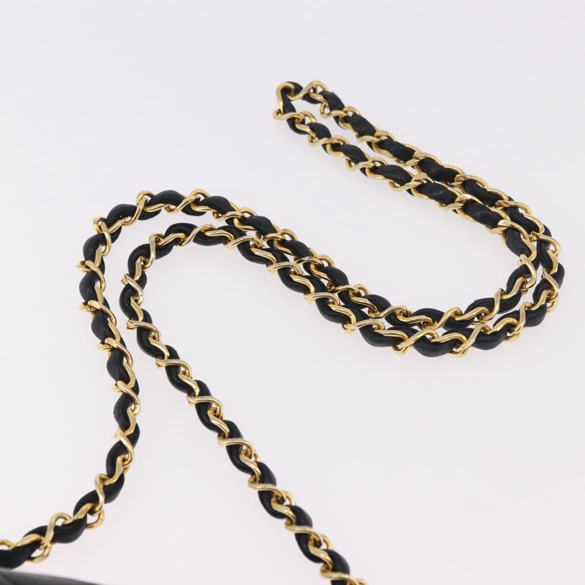 CHANEL Matelasse Chain Shoulder Bag Lamb Skin Black Gold CC Auth 184866M