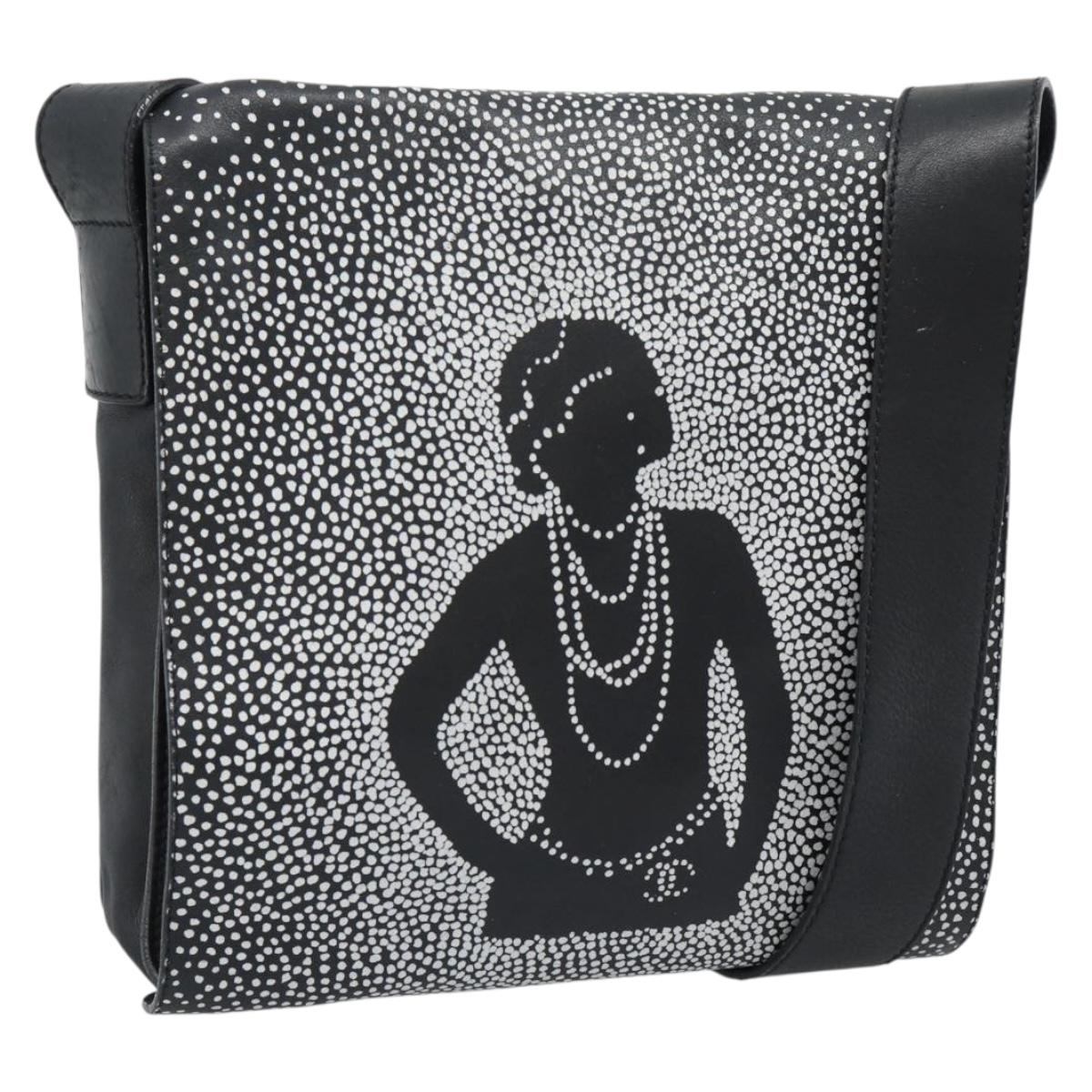CHANEL Shoulder Bag Lamb Skin Black Silver CC Auth 184867SAM