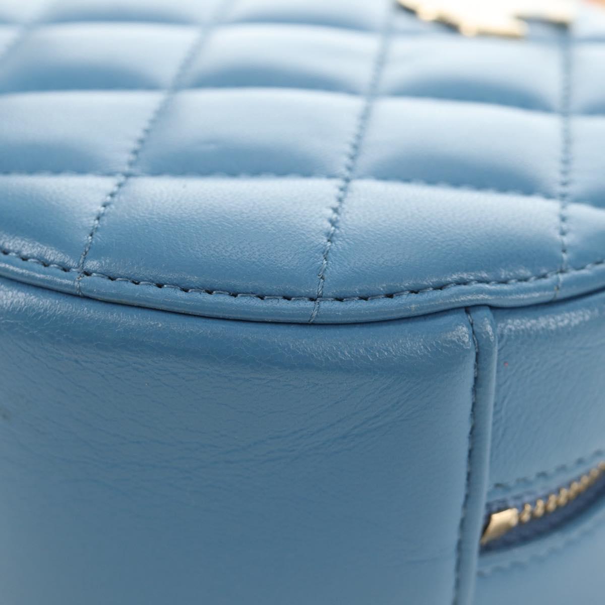 CHANEL Matelasse Chain Shoulder Bag Lamb Skin Light Blue Gold CC Auth 184868SM