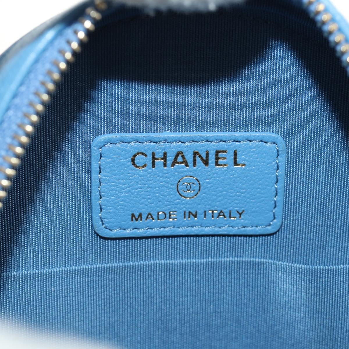 CHANEL Matelasse Chain Shoulder Bag Lamb Skin Light Blue Gold CC Auth 184868SM