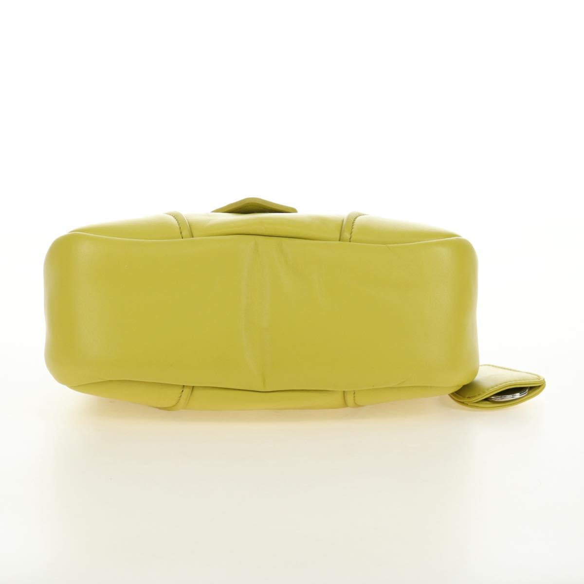 PRADA Hand Bag Leather 2way Yellow Silver Auth 184870SAM
