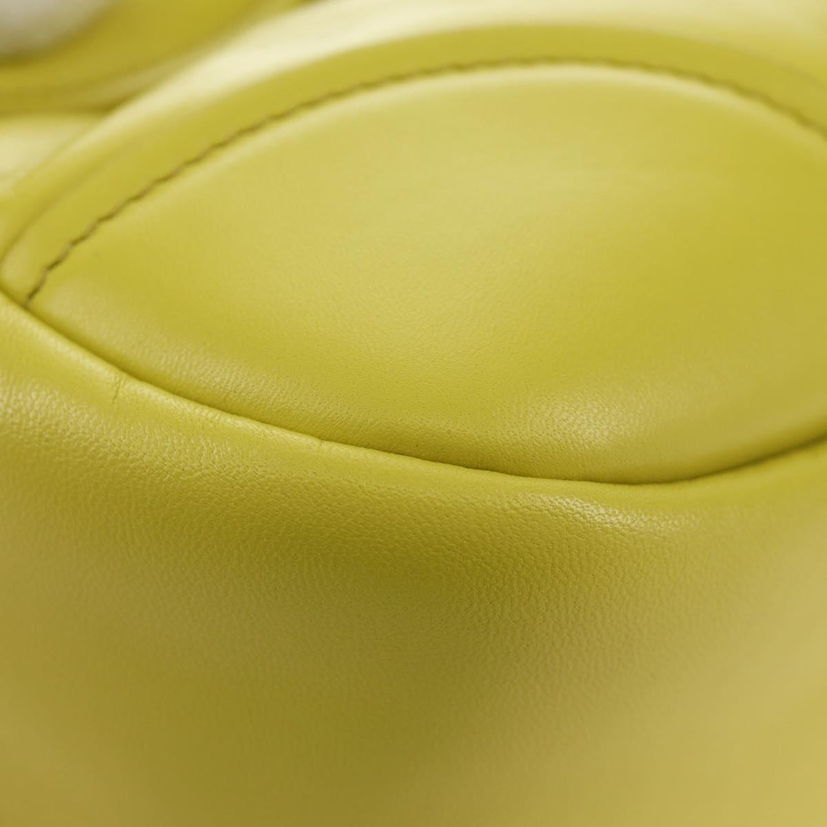PRADA Hand Bag Leather 2way Yellow Silver Auth 184870SAM
