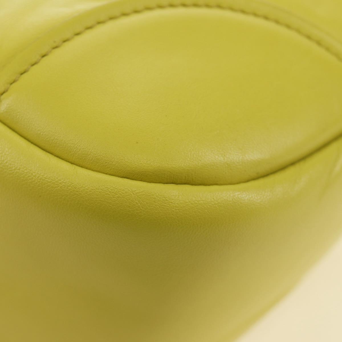 PRADA Hand Bag Leather 2way Yellow Silver Auth 184870SAM