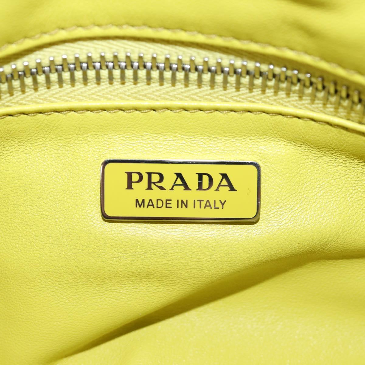 PRADA Hand Bag Leather 2way Yellow Silver Auth 184870SAM