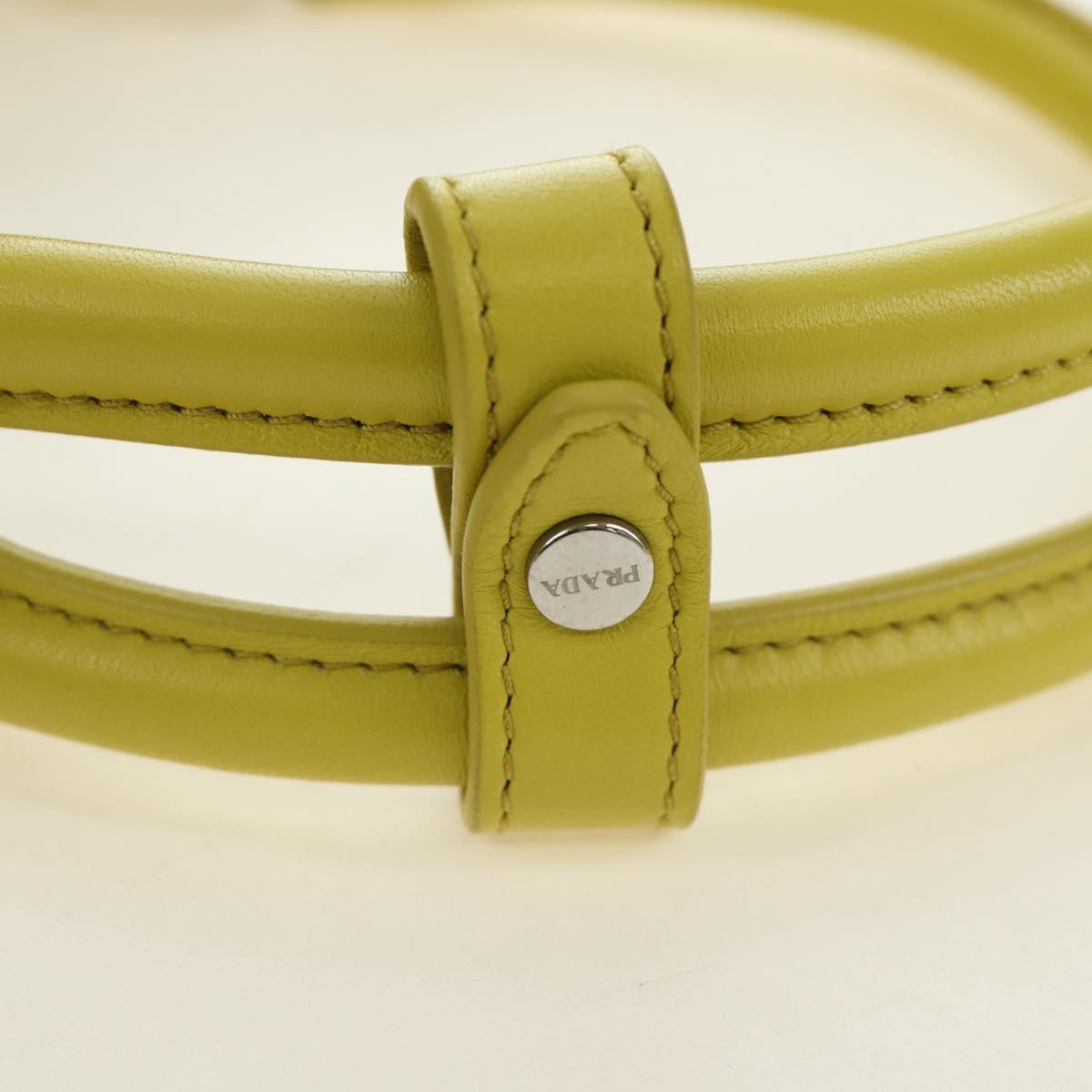 PRADA Hand Bag Leather 2way Yellow Silver Auth 184870SAM