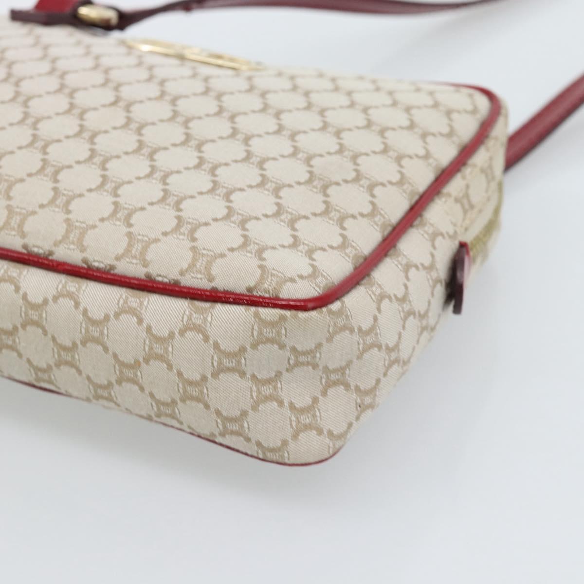 CELINE Macadam Canvas Shoulder Bag Beige Gold Auth 184882V