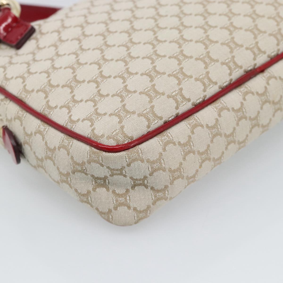 CELINE Macadam Canvas Shoulder Bag Beige Gold Auth 184882V