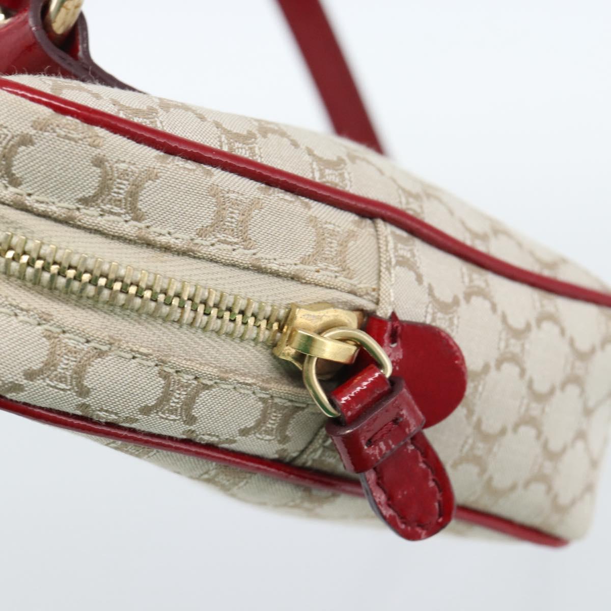 CELINE Macadam Canvas Shoulder Bag Beige Gold Auth 184882V