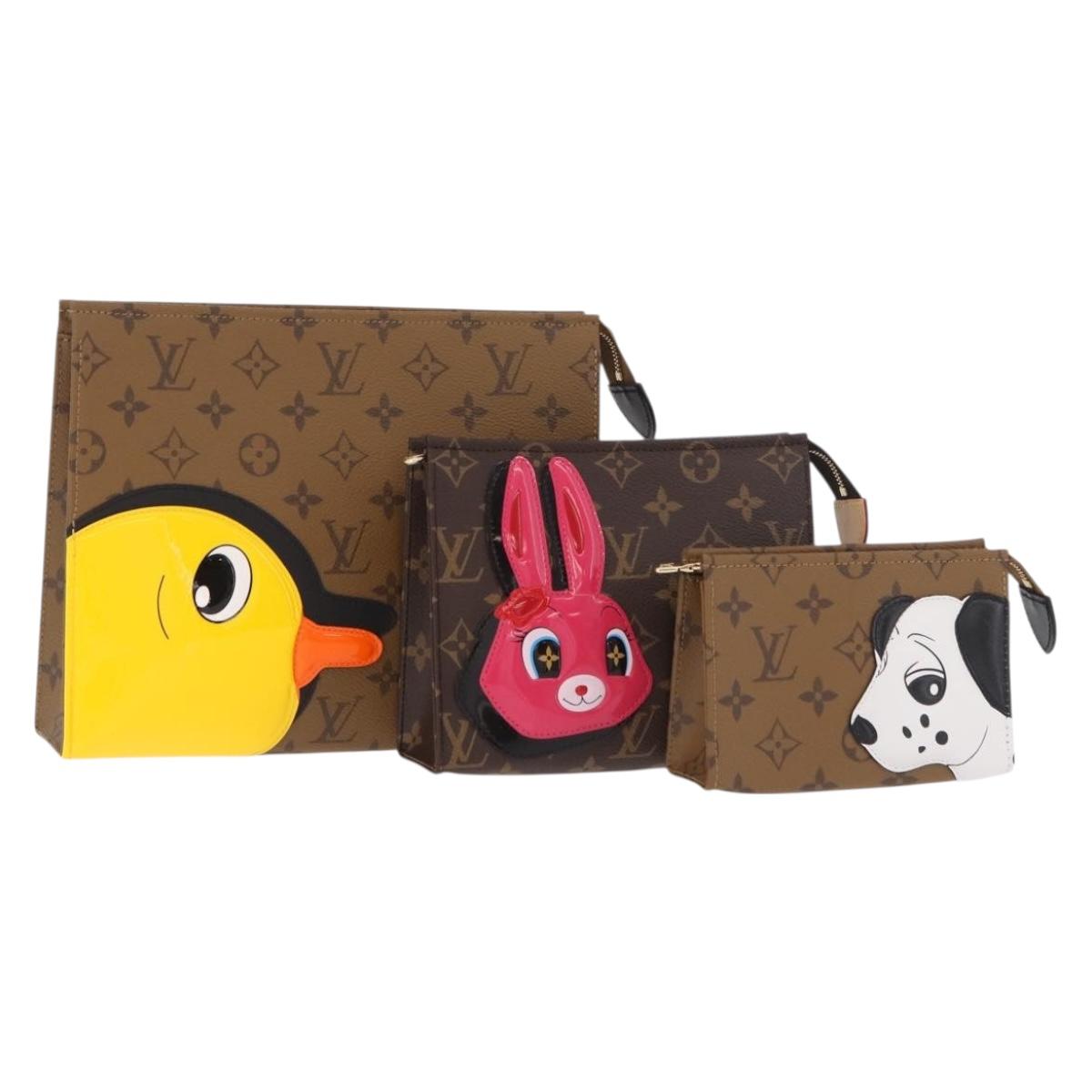 LOUIS VUITTON Monogram Reverse Trio Posh Toilette Clutch M11254 LV Auth 184887SM