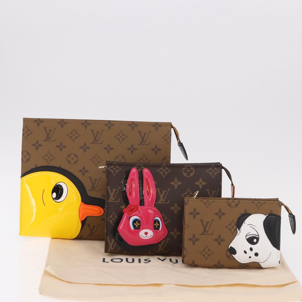 LOUIS VUITTON Monogram Reverse Trio Posh Toilette Clutch M11254 LV Auth 184887SM