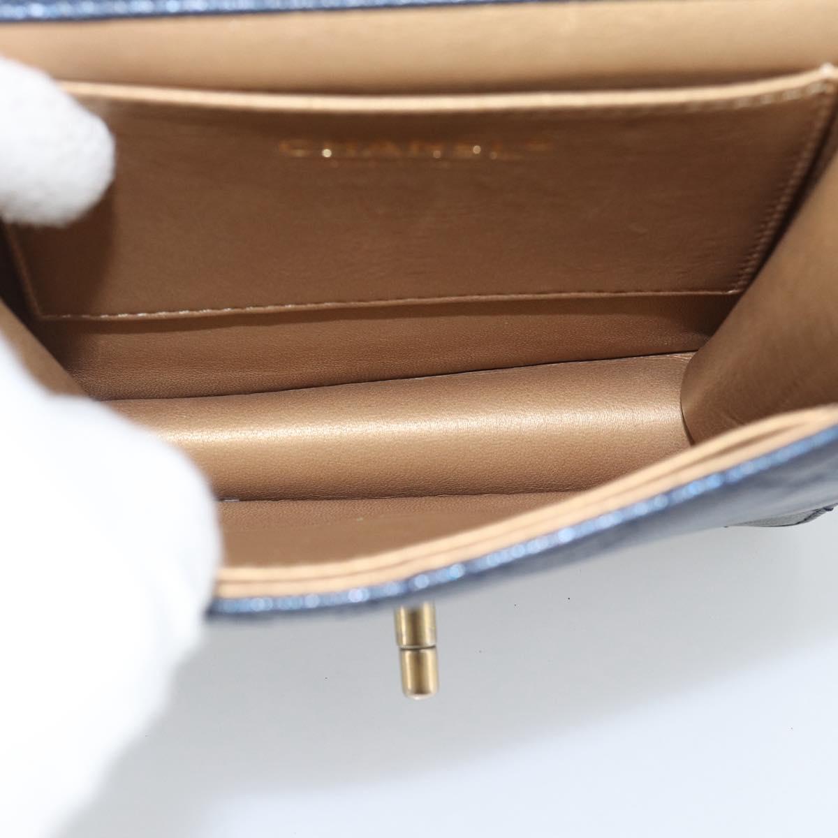 CHANEL Matelasse Shoulder Bag Lamb Skin Navy Gold CC Auth 184896SAM