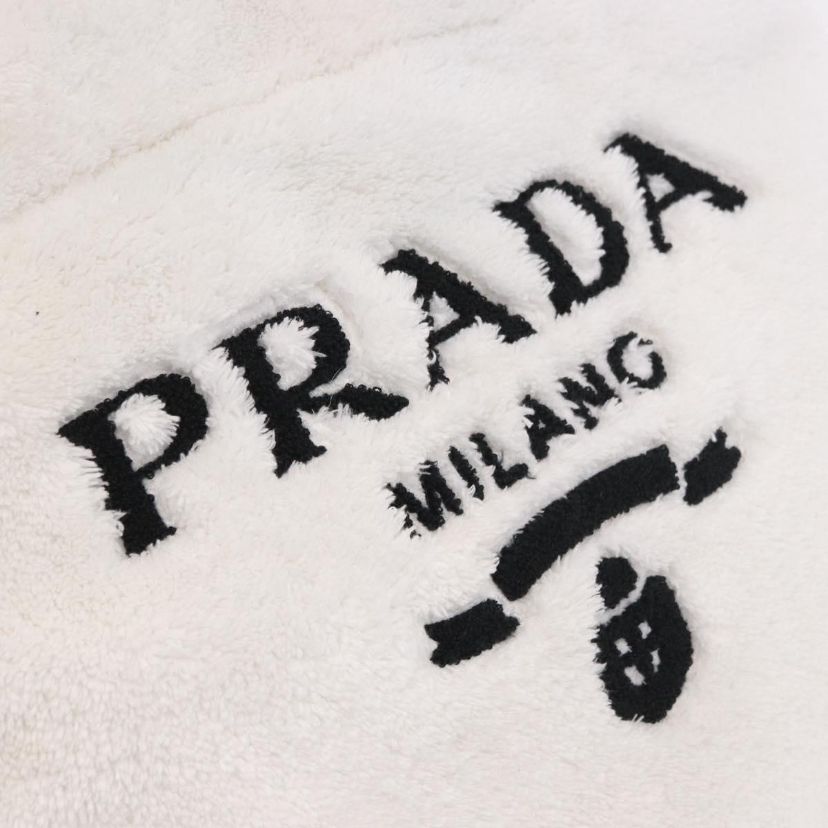 PRADA Tote Bag Pile White Silver Auth 184897V