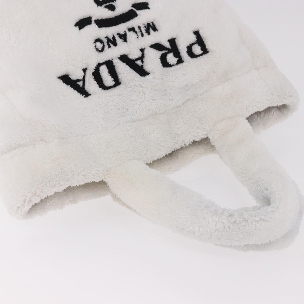 PRADA Tote Bag Pile White Silver Auth 184897V