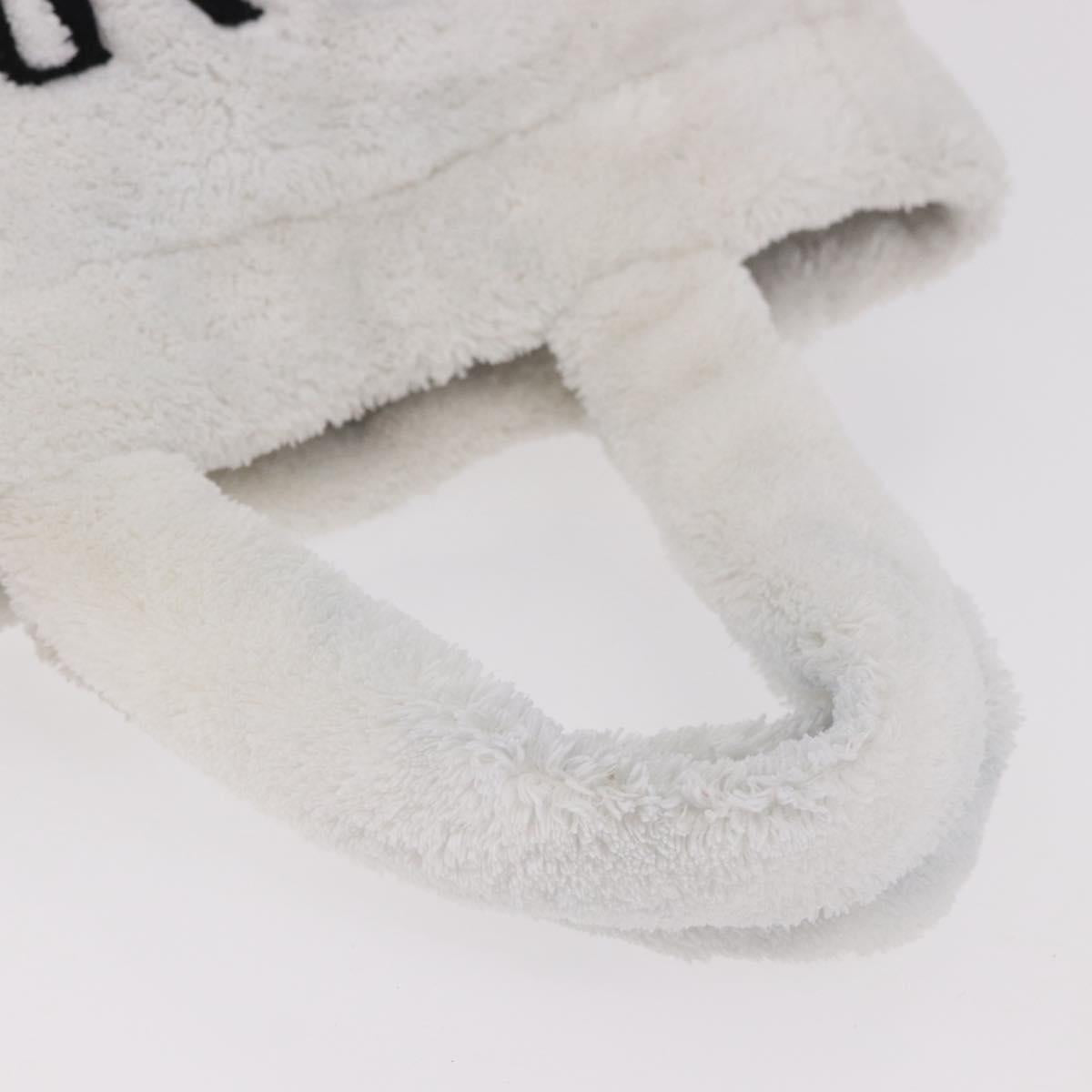 PRADA Tote Bag Pile White Silver Auth 184897V