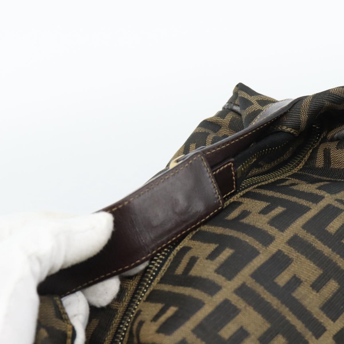 FENDI Zucca Canvas Vanity Hand Bag Black Brown Auth 184898