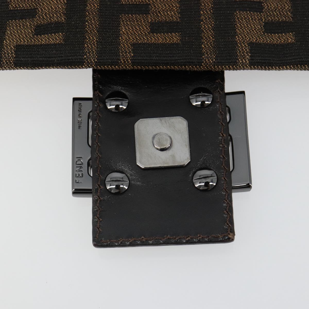 FENDI Zucca Canvas Mamma Baguette Shoulder Bag Black Brown Auth 184903SAM