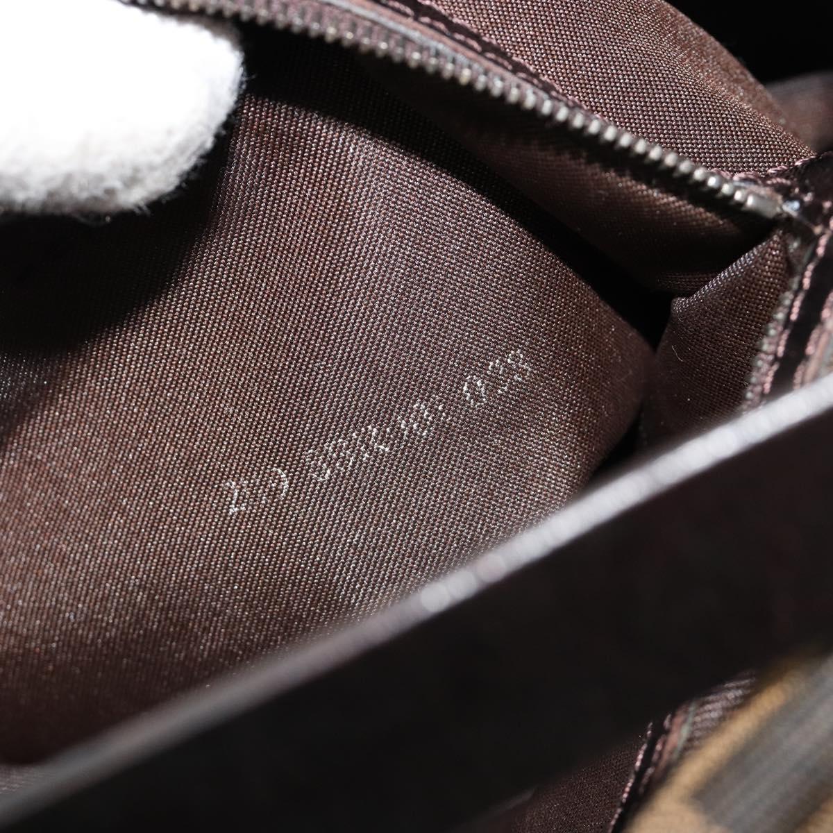 FENDI Zucca Canvas Mamma Baguette Shoulder Bag Black Brown Auth 184903SAM