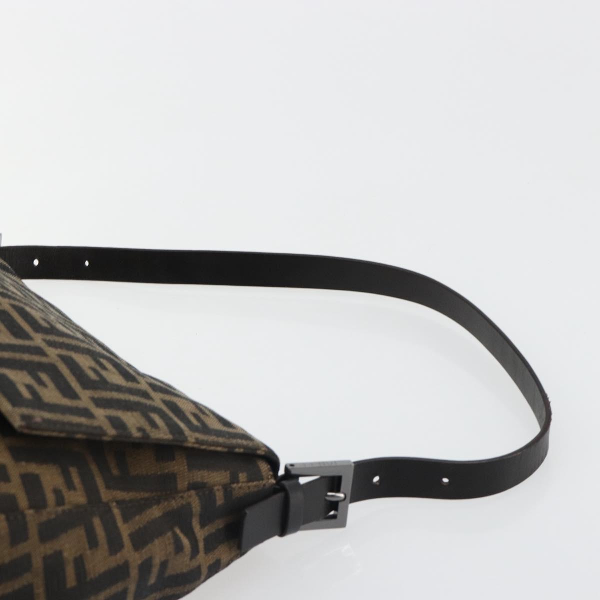 FENDI Zucca Canvas Mamma Baguette Shoulder Bag Black Brown Auth 184903SAM