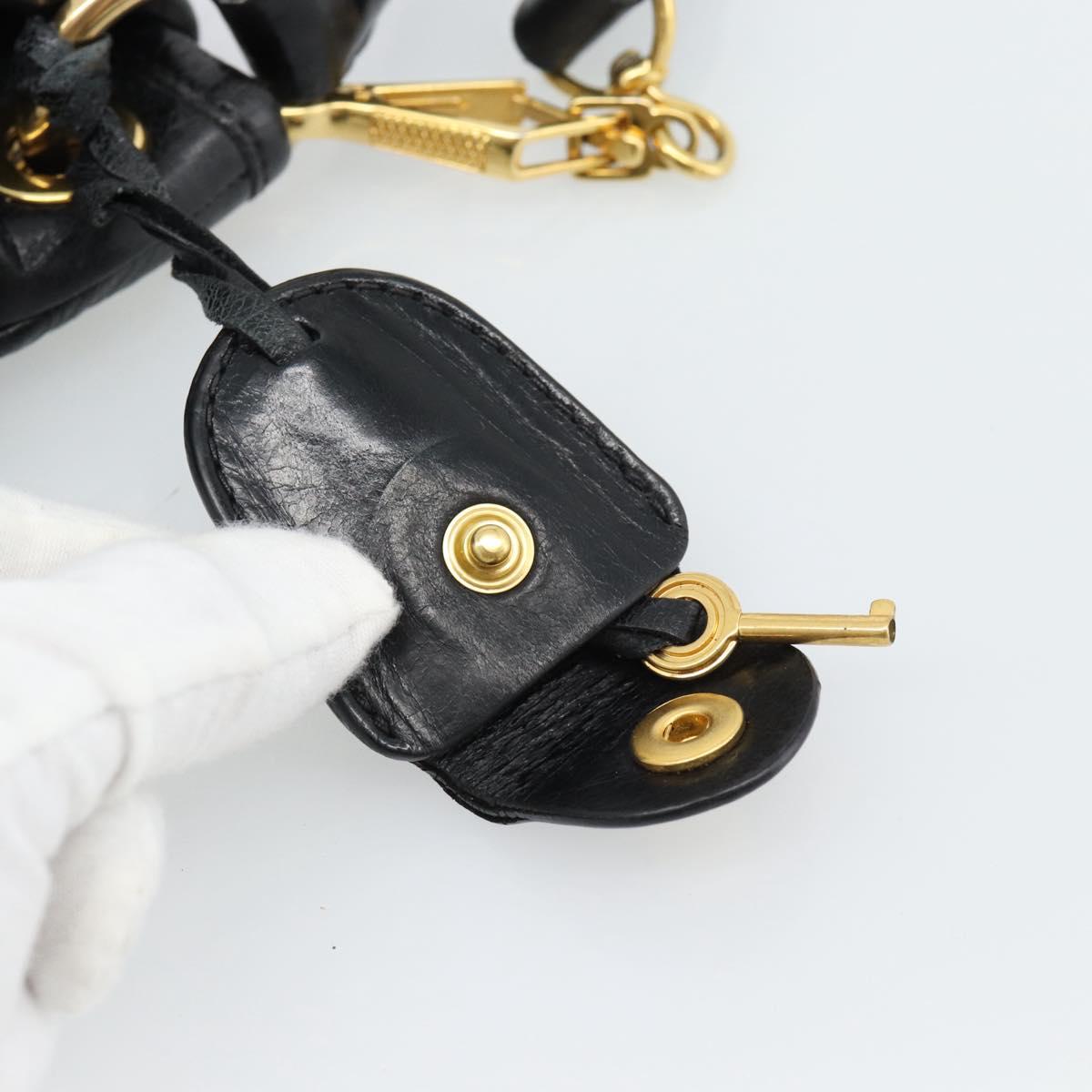 Miu Miu Matelasse Shoulder Bag Leather 2way Black Gold Auth 184904M
