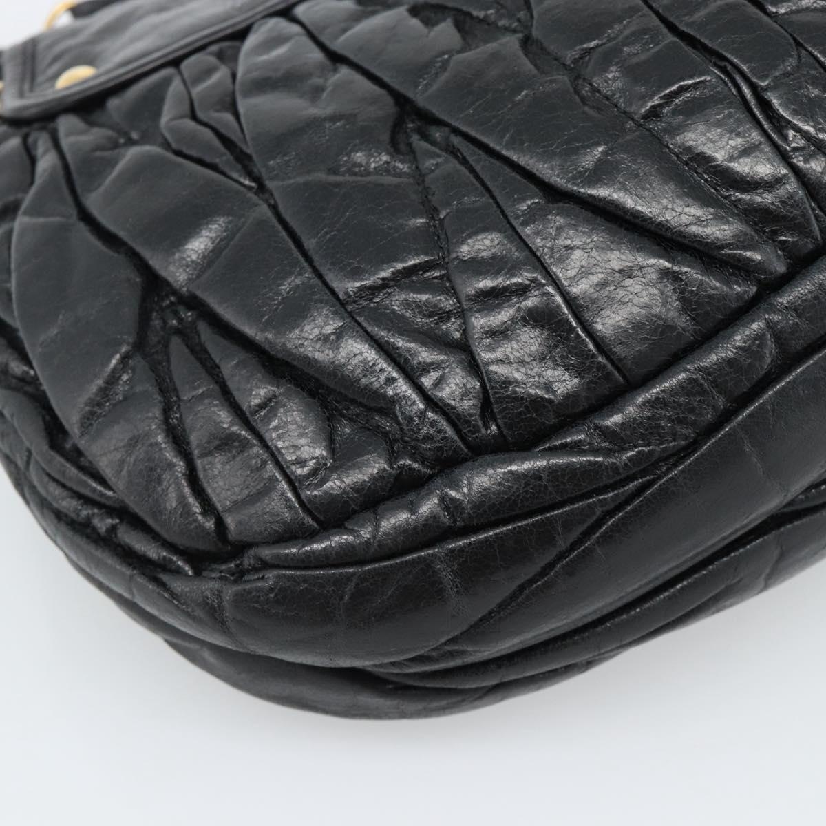Miu Miu Matelasse Shoulder Bag Leather 2way Black Gold Auth 184904M