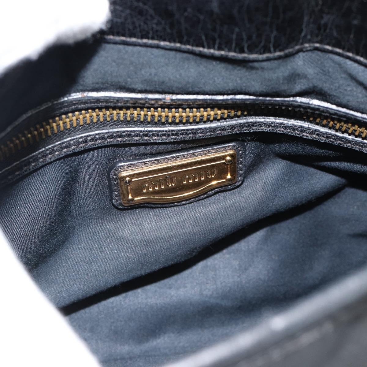 Miu Miu Matelasse Shoulder Bag Leather 2way Black Gold Auth 184904M