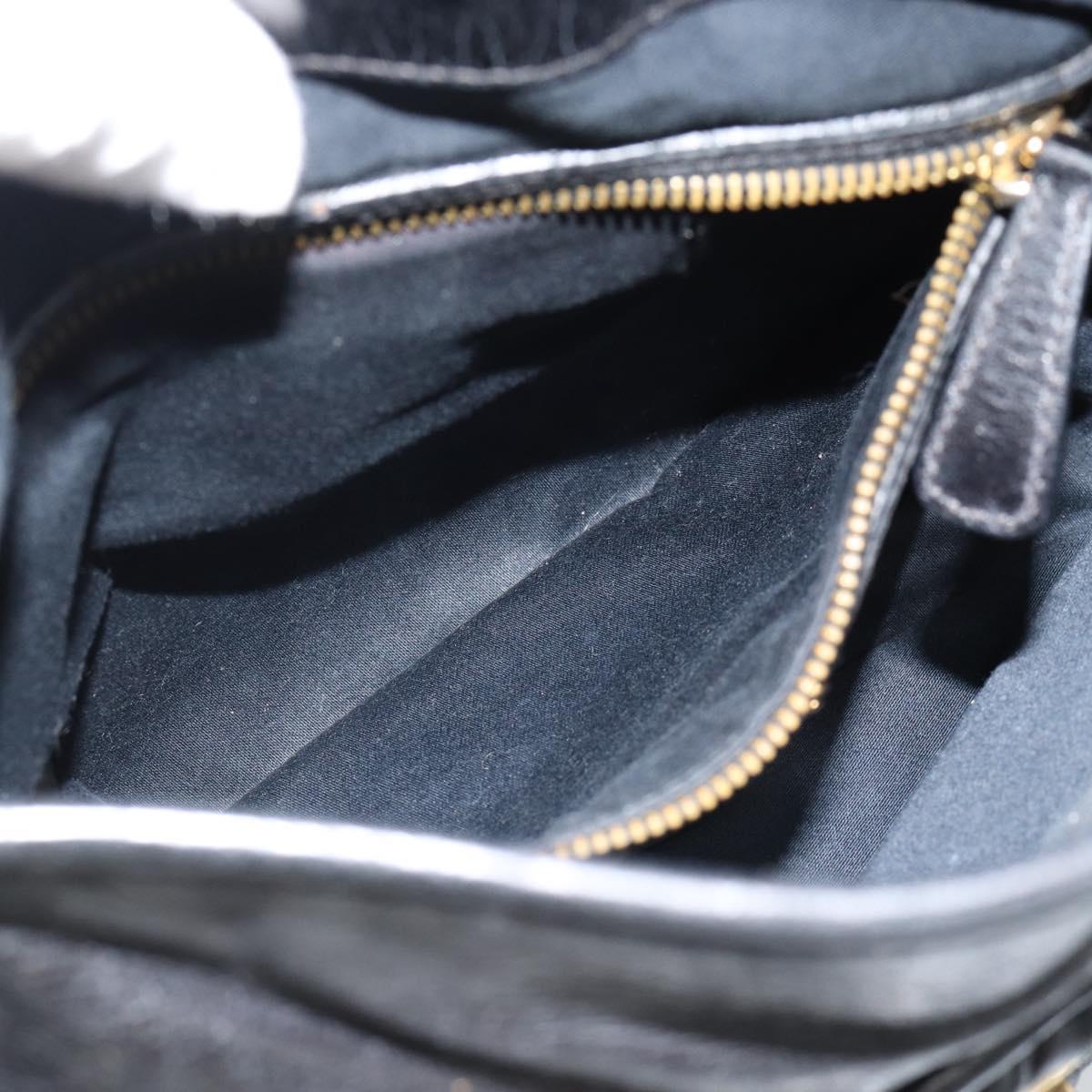 Miu Miu Matelasse Shoulder Bag Leather 2way Black Gold Auth 184904M