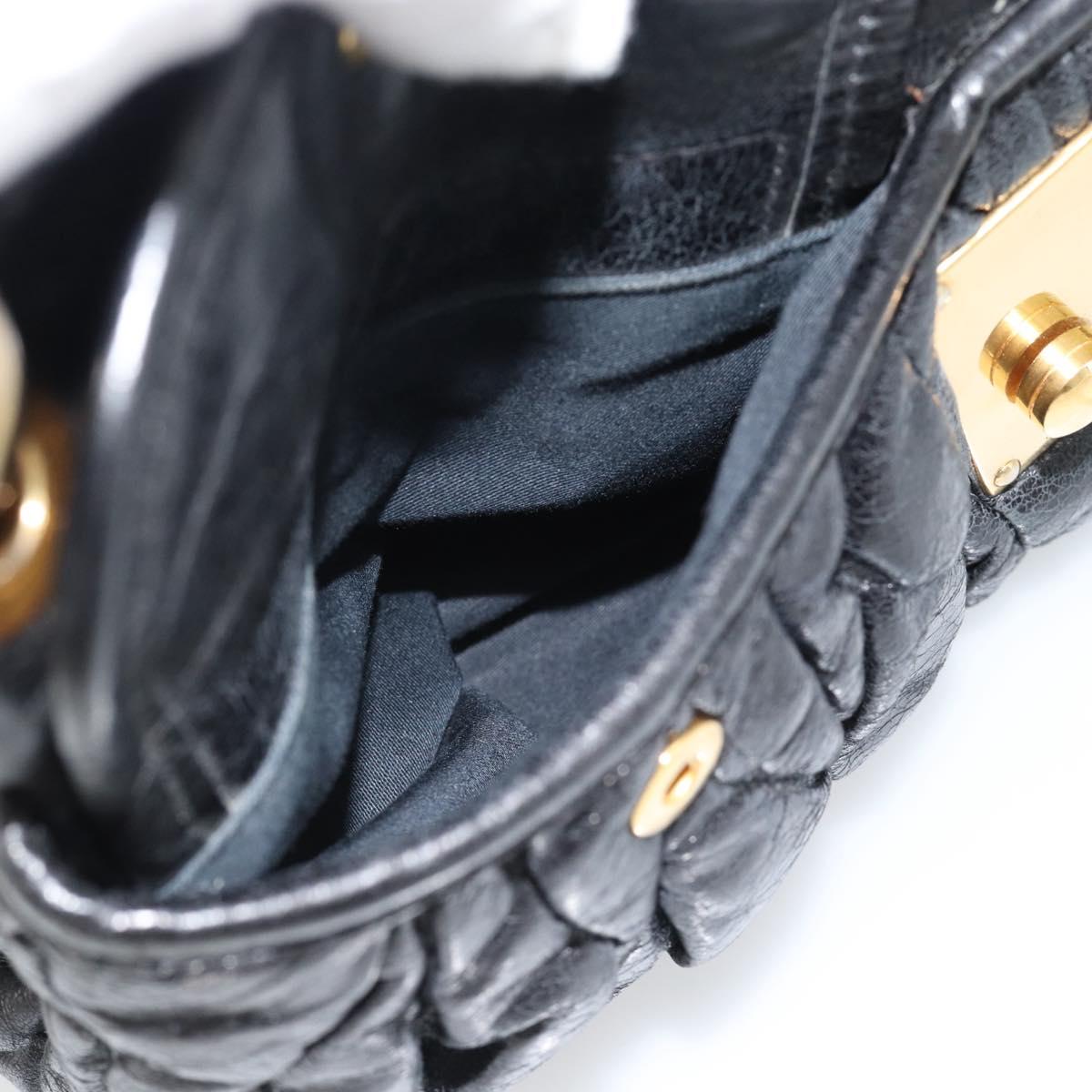 Miu Miu Matelasse Shoulder Bag Leather 2way Black Gold Auth 184904M