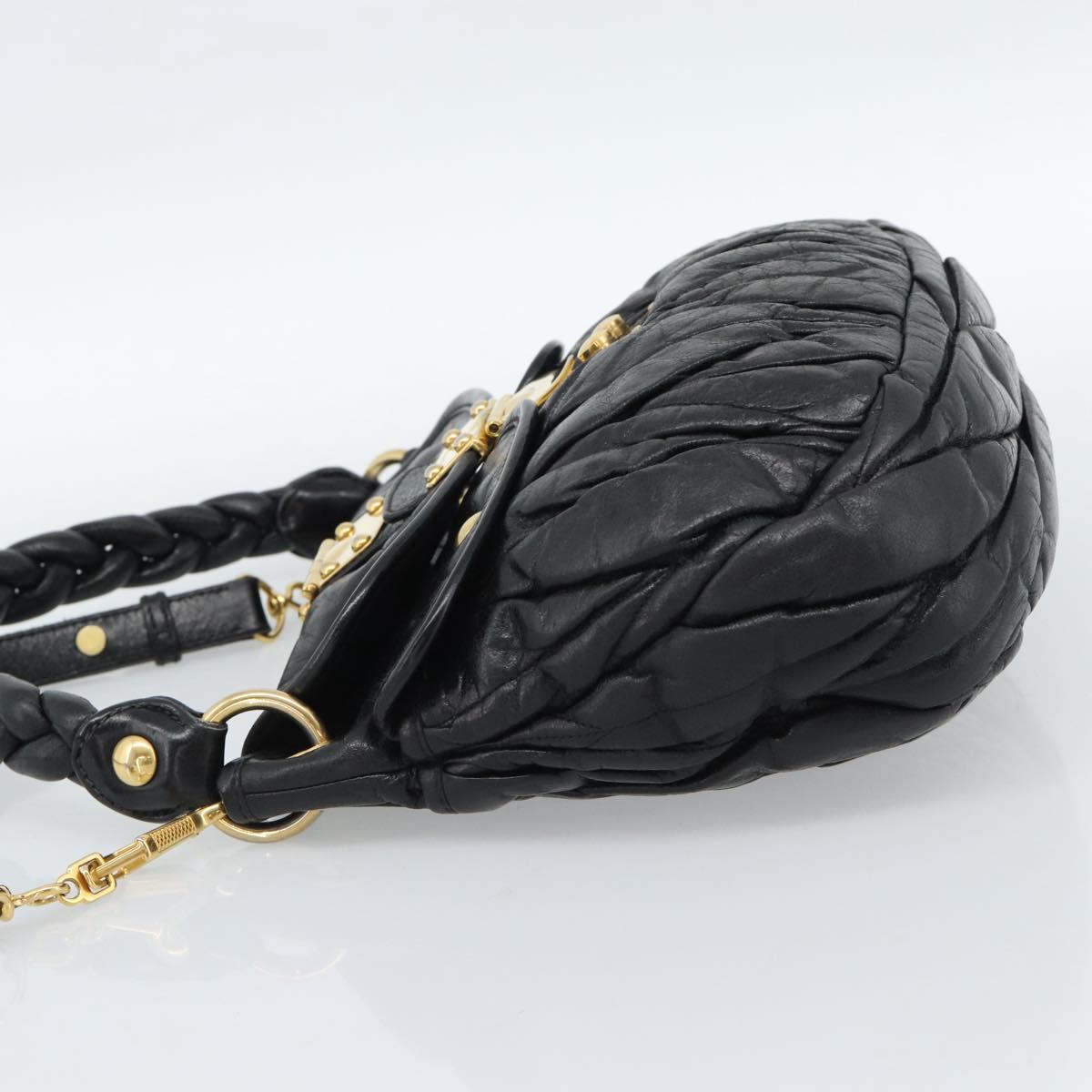 Miu Miu Matelasse Shoulder Bag Leather 2way Black Gold Auth 184904M