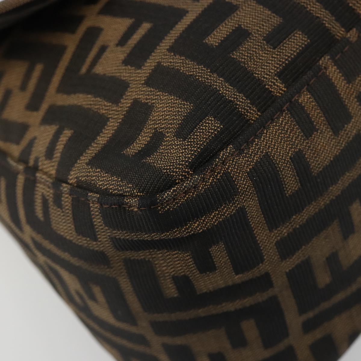 FENDI Zucca Canvas Mamma Baguette Shoulder Bag Black Brown Auth 184905SAM