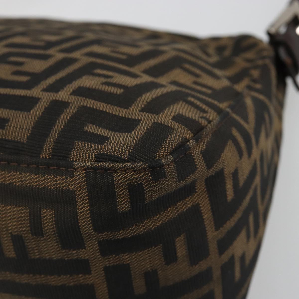 FENDI Zucca Canvas Mamma Baguette Shoulder Bag Black Brown Auth 184905SAM