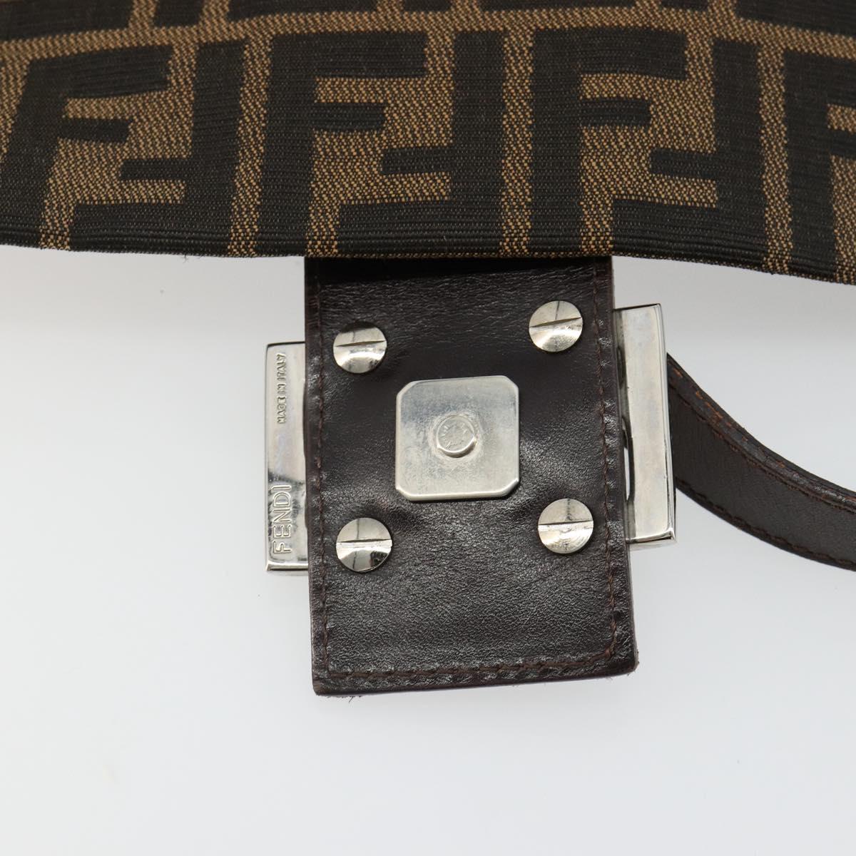 FENDI Zucca Canvas Mamma Baguette Shoulder Bag Black Brown Auth 184905SAM