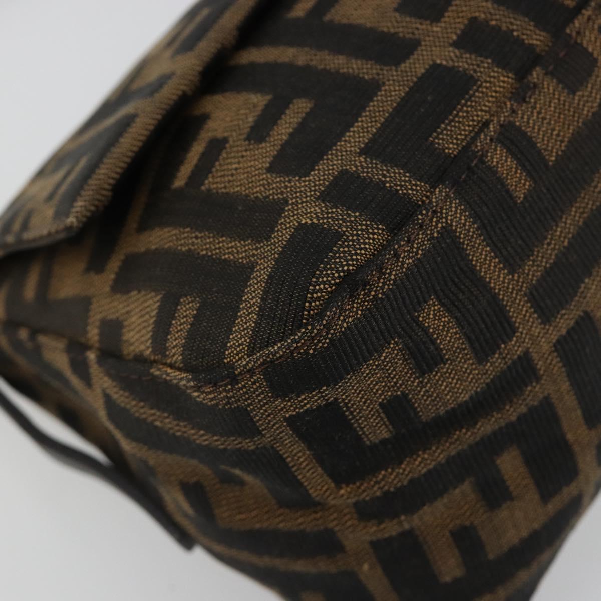 FENDI Zucca Canvas Mamma Baguette Shoulder Bag Black Brown Auth 184907SAM