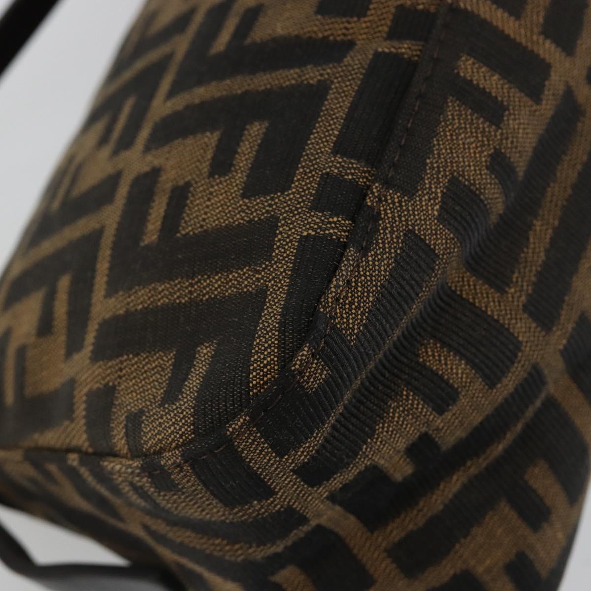 FENDI Zucca Canvas Mamma Baguette Shoulder Bag Black Brown Auth 184907SAM