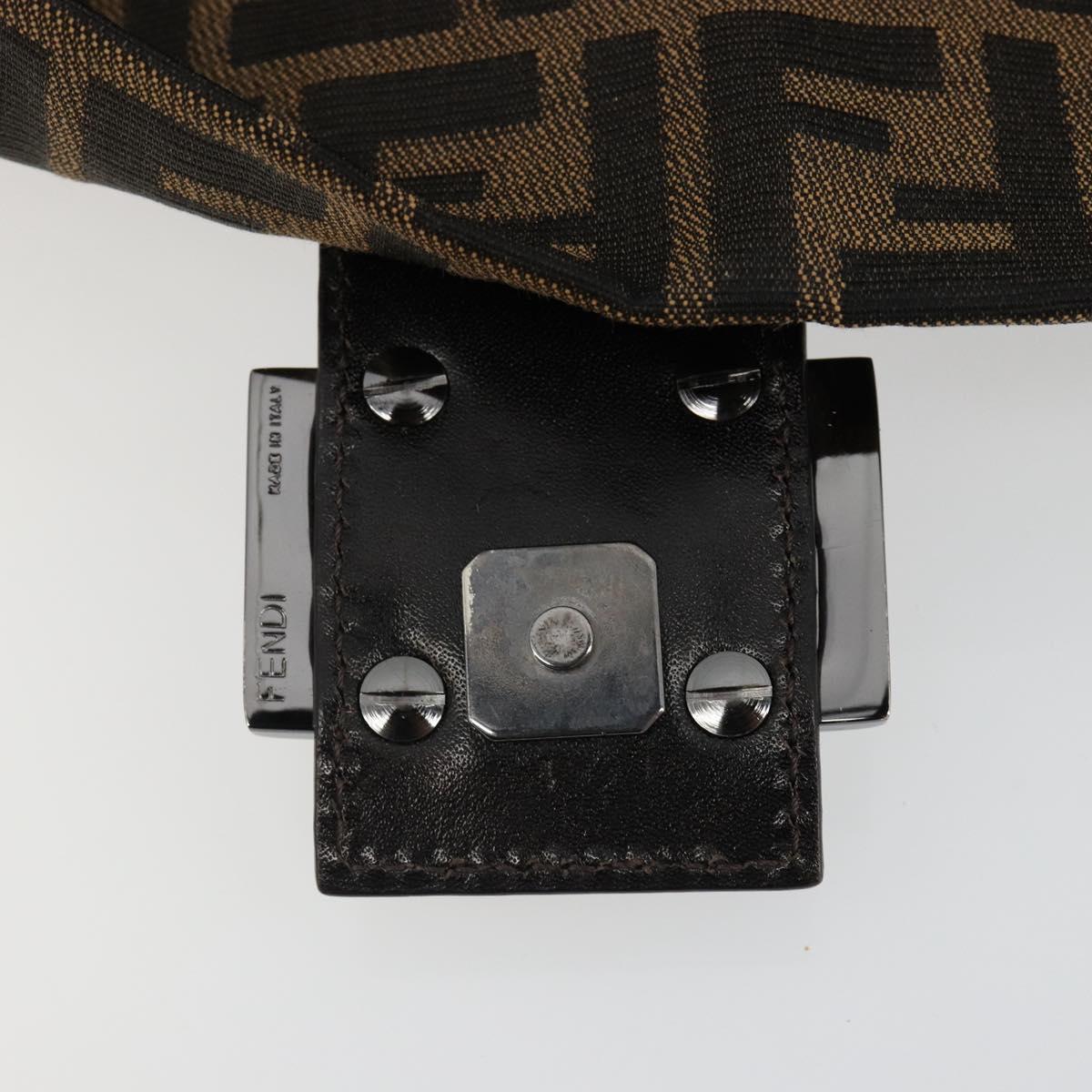 FENDI Zucca Canvas Mamma Baguette Shoulder Bag Black Brown Auth 184907SAM