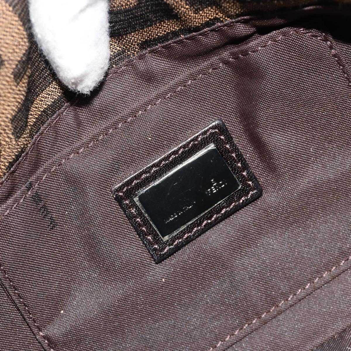 FENDI Zucca Canvas Mamma Baguette Shoulder Bag Black Brown Auth 184907SAM