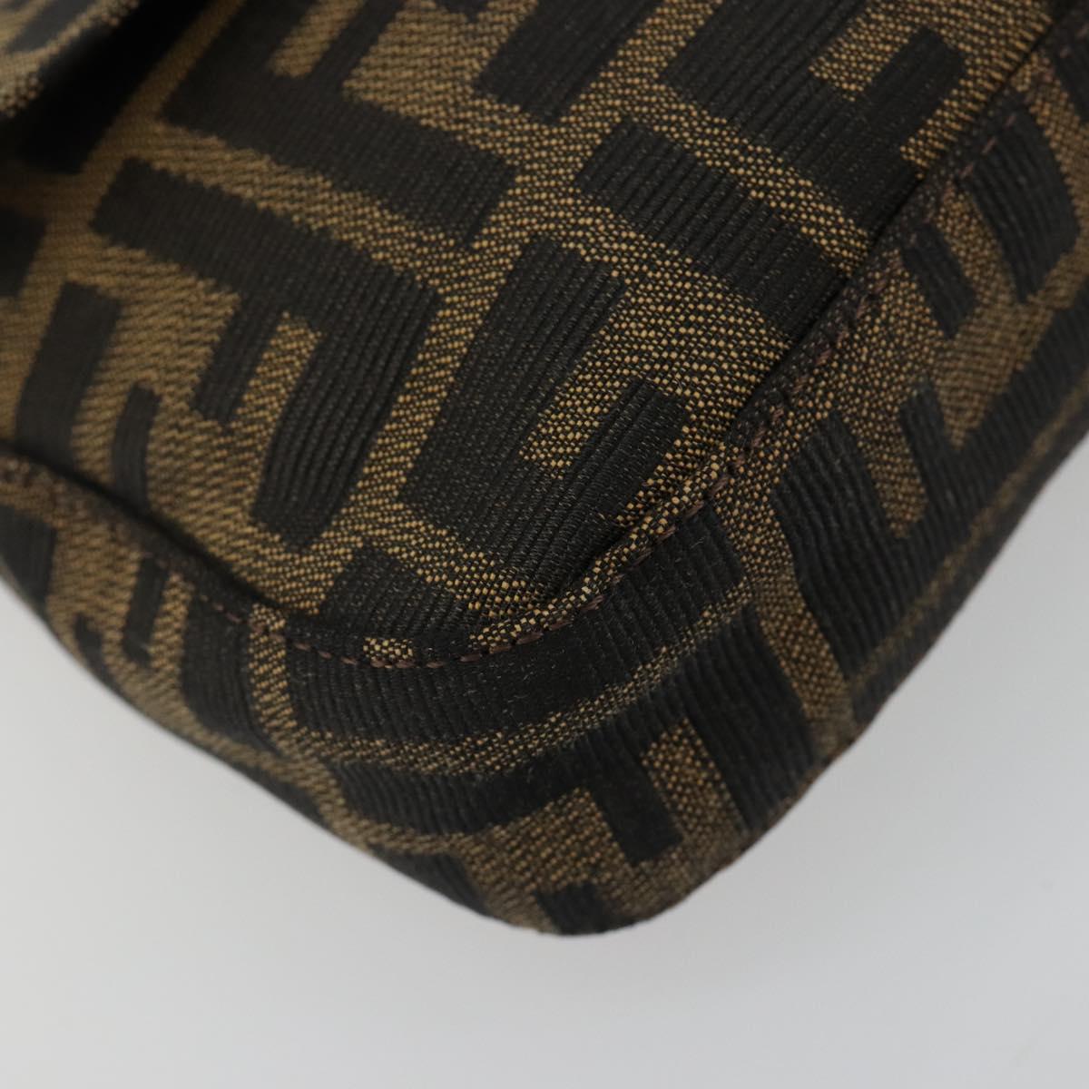 FENDI Zucca Canvas Mamma Baguette Shoulder Bag Black Brown Auth 184908SAM