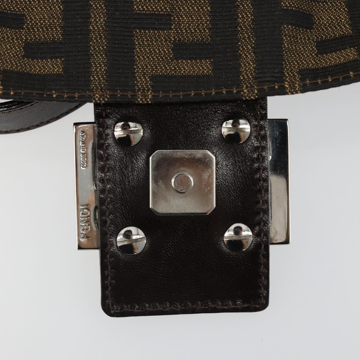 FENDI Zucca Canvas Mamma Baguette Shoulder Bag Black Brown Auth 184908SAM