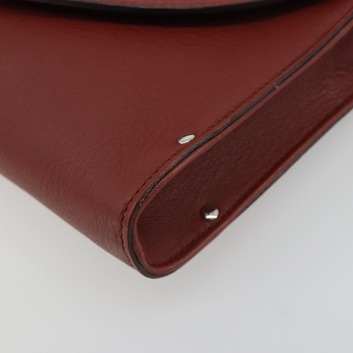 Salvatore Ferragamo Gancini Shoulder Bag Leather Brown Silver Auth 184909A