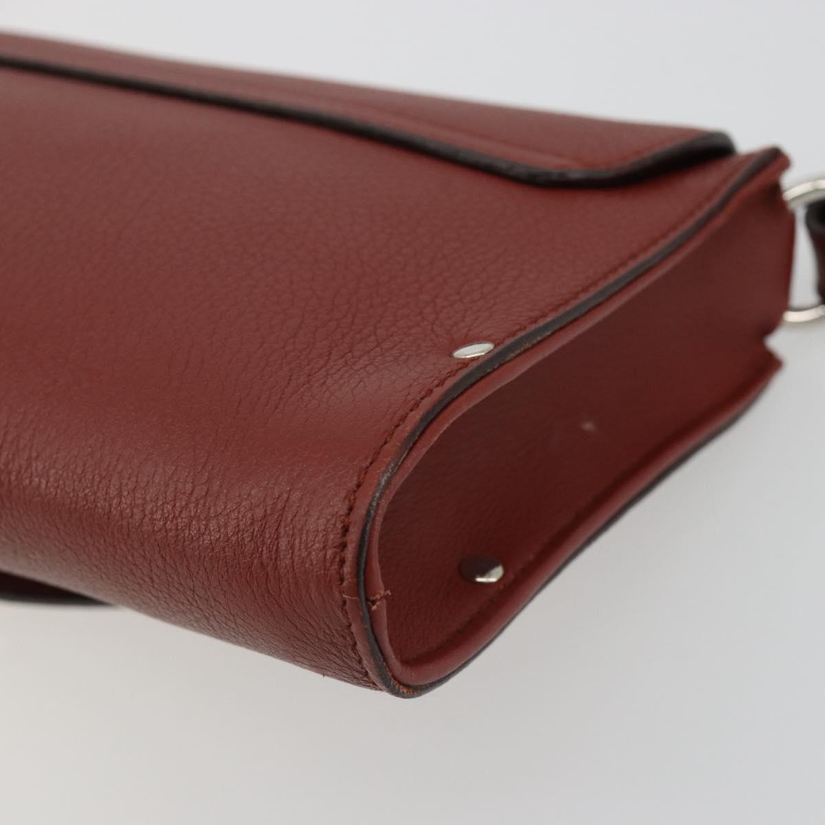 Salvatore Ferragamo Gancini Shoulder Bag Leather Brown Silver Auth 184909A