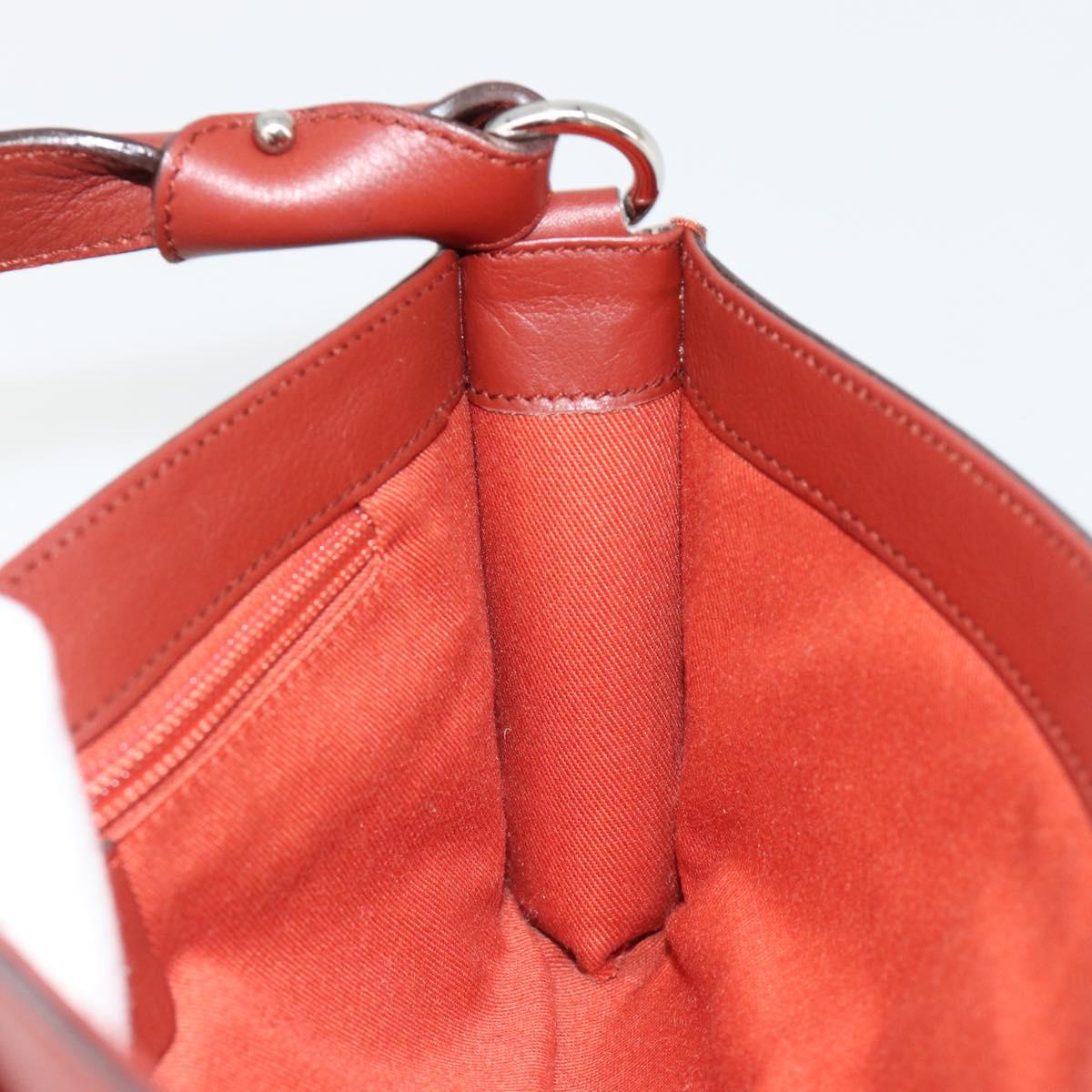 Salvatore Ferragamo Gancini Shoulder Bag Leather Brown Silver Auth 184909A