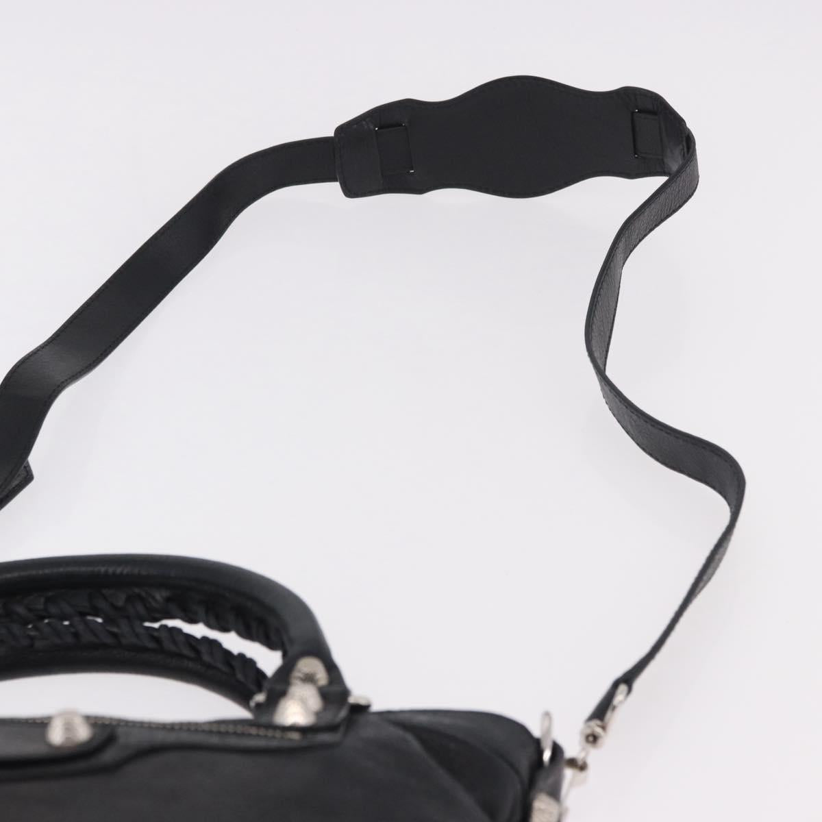 BALENCIAGA The Town Hand Bag Leather 2way Black Silver 240578 Auth 184913SAM